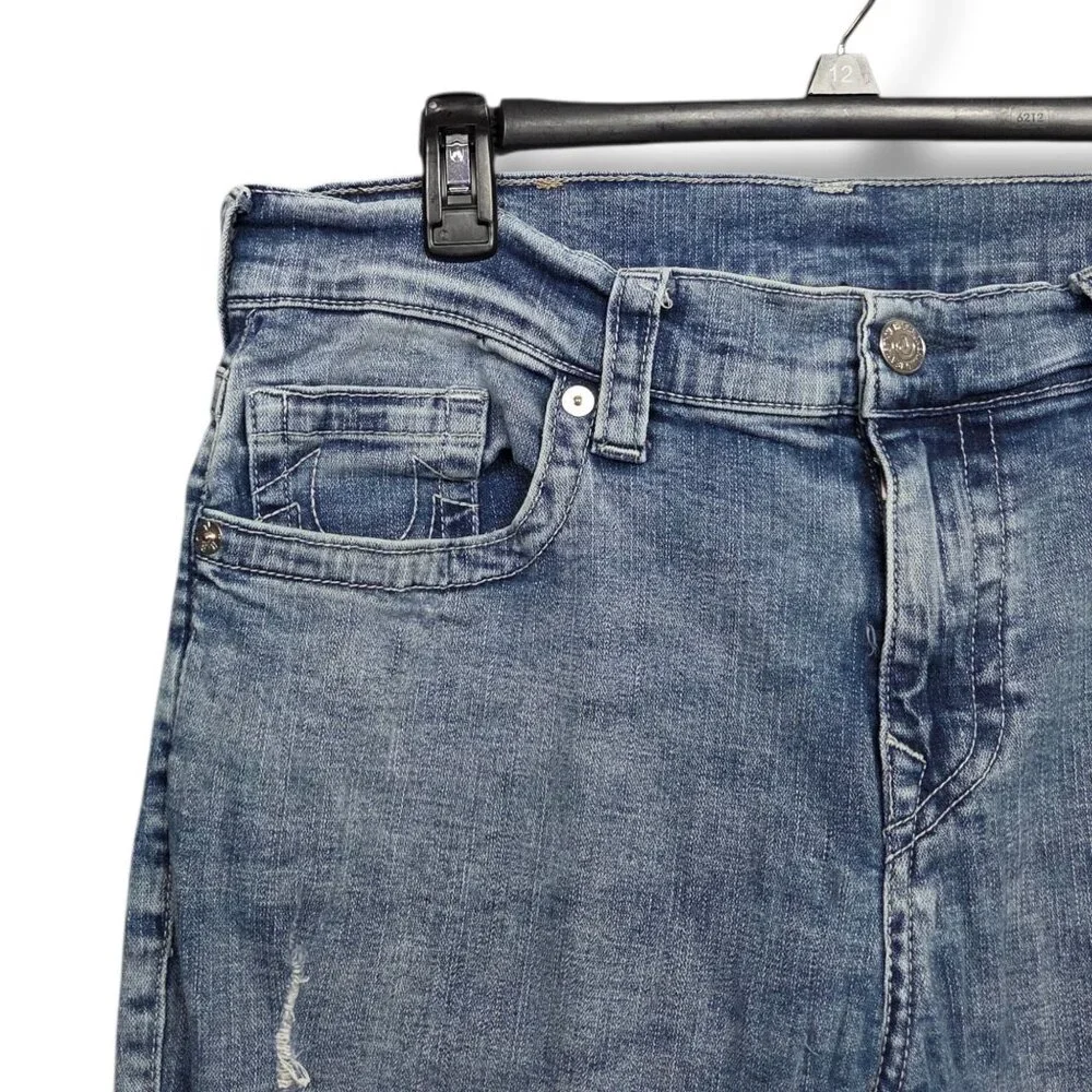 True Religion Ricky Jeans Mens 34 x 34 Relaxed Straight Distressed Light‎ Wash